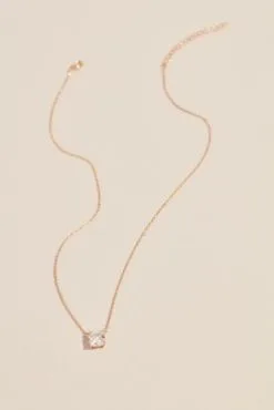 Cushion-Cut Cubic Zirconia Solitaire Necklace