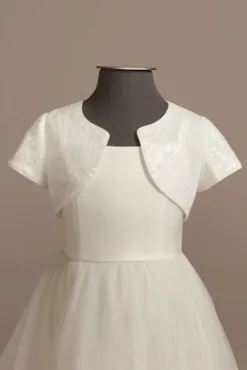 Short Sleeve Sequin Flower Girl Jacket