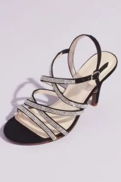 Crisscross Heeled Sandals With Pave Crystal Straps