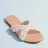 Pearl Beaded Cutout Slide Sandals