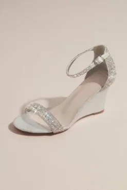 Pave Crystal Embellished Metallic Wedges