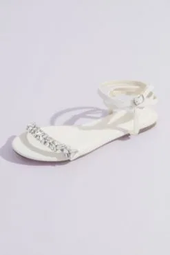 Shimmery Wrap-Around Flat Sandals With Crystals