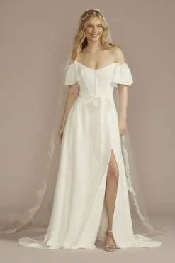 Recycled Crepe Off-the-Shoulder Wedding Dress