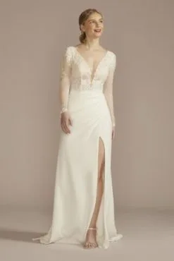 Recycled Lace Sheer Long Sleeve Wedding Dress