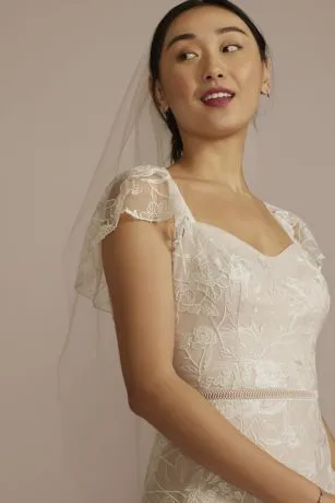 Recycled Lace Illusion Cap Sleeve Wedding Dress - Image 3