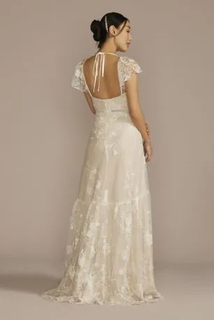 Recycled Lace Illusion Cap Sleeve Wedding Dress - Image 2
