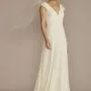 Recycled Lace Cap Sleeve V-Neck Wedding Dress