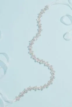 Slim Ribbon-Tied Crystal Sash