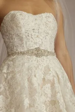 Shimmering Crystal Medallion Sash With Ribbon Tie