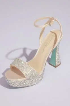 Crystal Embellished Flared Platform Sandals