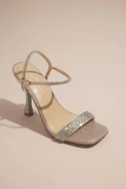 Rhinestone Flare Heel Sandals