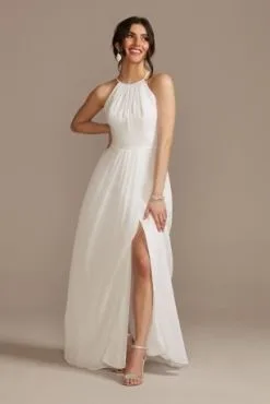Chiffon A-Line Wedding Dress With Tie Back