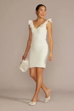 V-Neck Ruffle Short Dress With Open Back