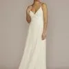 Pleated Spaghetti Strap A-Line Wedding Dress
