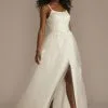 Scoop Back Lace Applique Tulle Wedding Dress