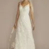 Sequin Floral A-Line Spaghetti Strap Wedding Dress