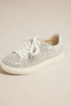 Flower Girl Sparkly Crystal Platform Sneaker