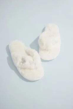 Fuzzy Bride Y-Strap Slippers