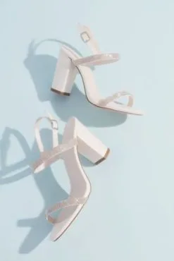 Block Heel Two-Tone Glitter Sandals