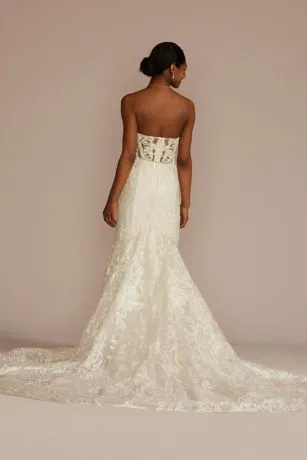 Beaded Brocade Embellished Mermaid Wedding Dress - Image 2