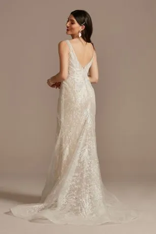 Horsehair Trim Beaded Lace Low Back Wedding Dress - Image 2