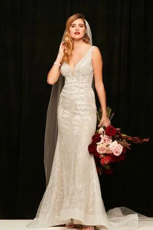 Horsehair Trim Beaded Lace Low Back Wedding Dress - Image 5