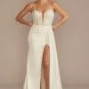 Beaded Corset Bodice Sheath Draped Wedding Dress
