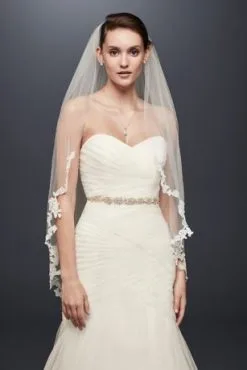 Corded Lace Edge Fingertip Veil