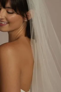 Rhinestone-Scattered Tulle Cathedral-Length Veil