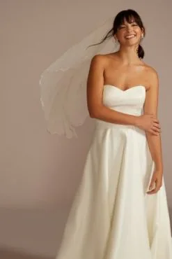 Scrolling Embellishment Tulle Mid-Length Veil