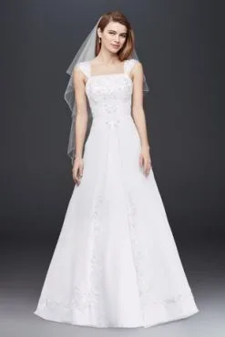 A Line Chiffon Split Front Overlay Wedding Dress