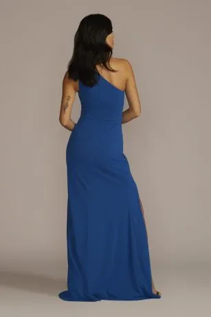 Cutout One-Shoulder Crepe Gown With Skirt Slit - Image 2