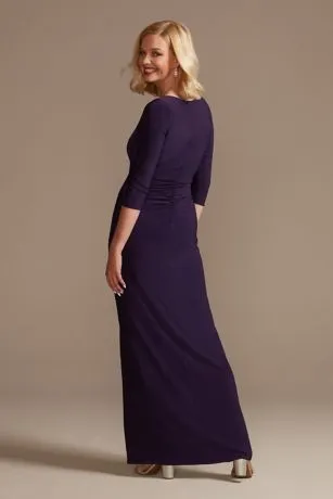 Three-Quarter Sleeve Wrap Front Sheath Gown - Image 2