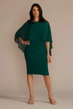 Short Embellished Capelet Sheath Dress