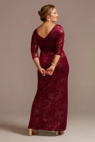 Patterned Sheath Gown With Skirt Slit - Image 2