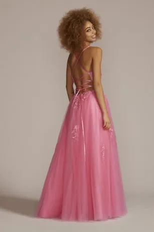 Embroidered Lace Tulle A-Line Dress - Image 2