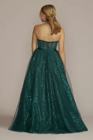 Strapless Sparkle Illusion Corset Ball Gown - Image 2