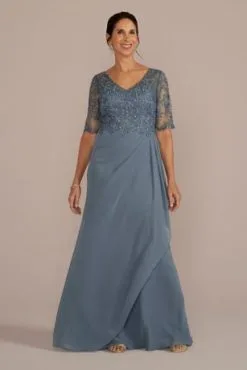Chiffon And Lace Empire Waist Gown