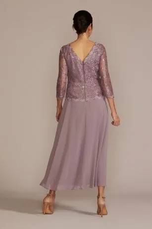 Tea Length Lace And Chiffon Mock Two-Piece - Image 2