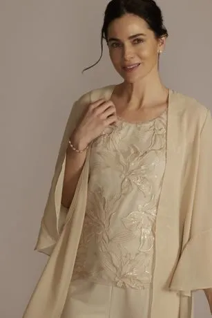 Straight Leg Embroidered Chiffon Three Piece Set - Image 3