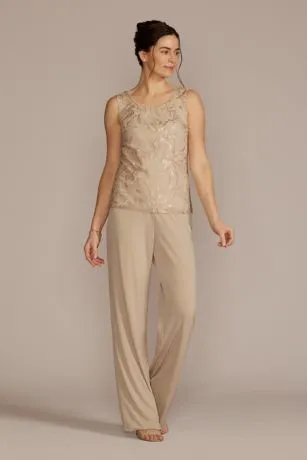 Straight Leg Embroidered Chiffon Three Piece Set - Image 4