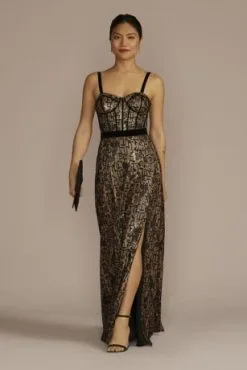 Floor Length Corset Sheath With Slit