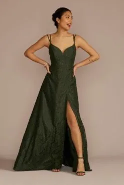 Double Strap Allover Lace A-Line