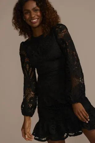 Eyelet Lace Dress With Ruffle Hem - Image 3