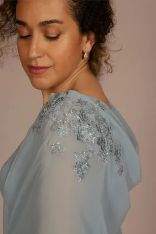 Crepe Tank Sheath With Embroidered Capelet - Image 3