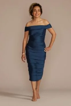 Banded Off-the-Shoulder Bodycon Midi Dress