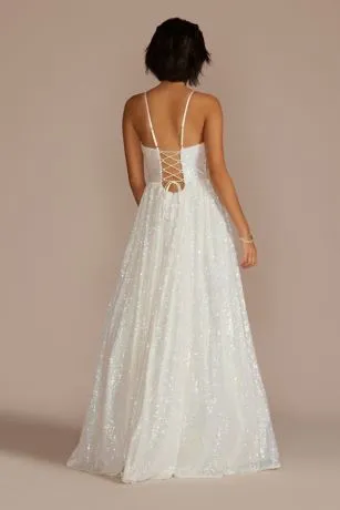 Iridescent Sequin V-Neck Ball Gown - Image 2
