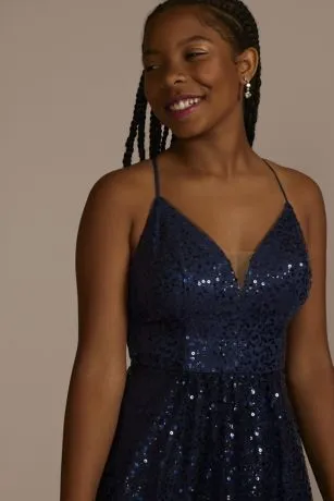 Illusion Plunge Allover Sequin Ball Gown - Image 3