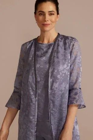 Three-Quarter Sleeve Patterned Chiffon Pantsuit - Image 3