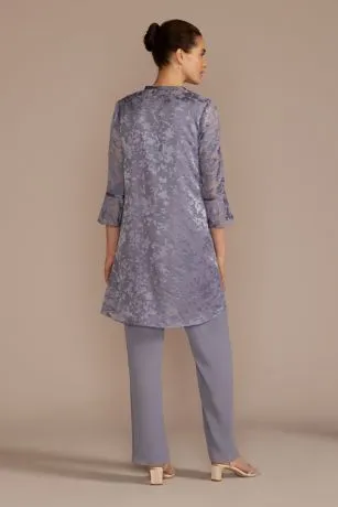 Three-Quarter Sleeve Patterned Chiffon Pantsuit - Image 2